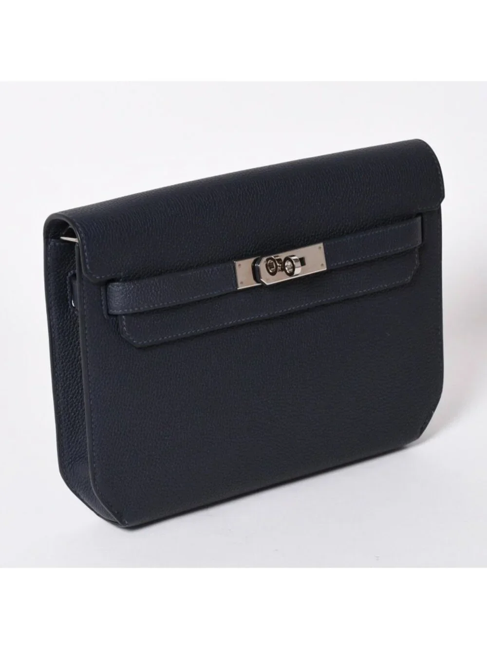 Hermes Clutch Kelly Depeches 25 Bleu Nuit Silver